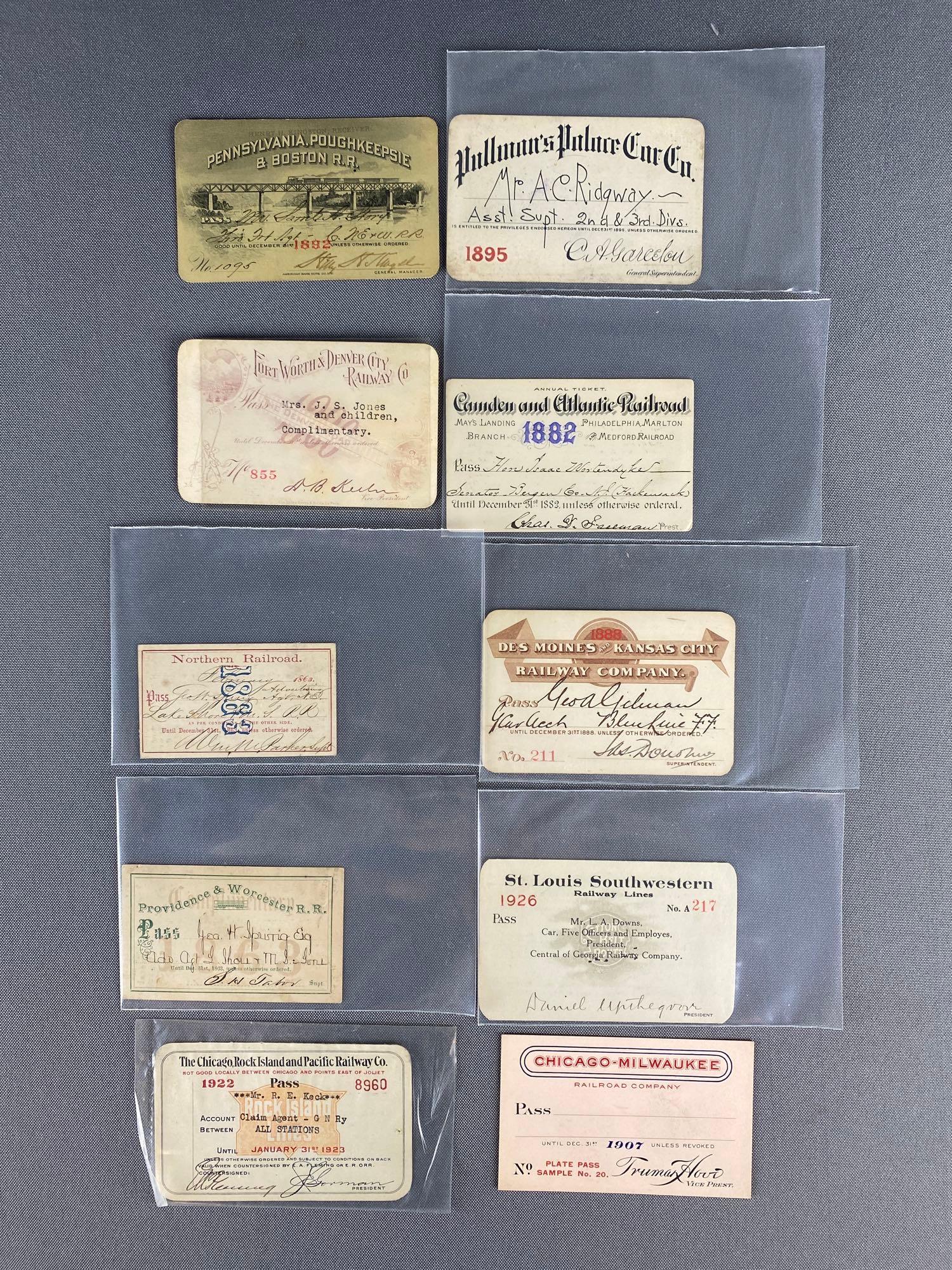Group of 10 Railroad Passes (1 of 4)