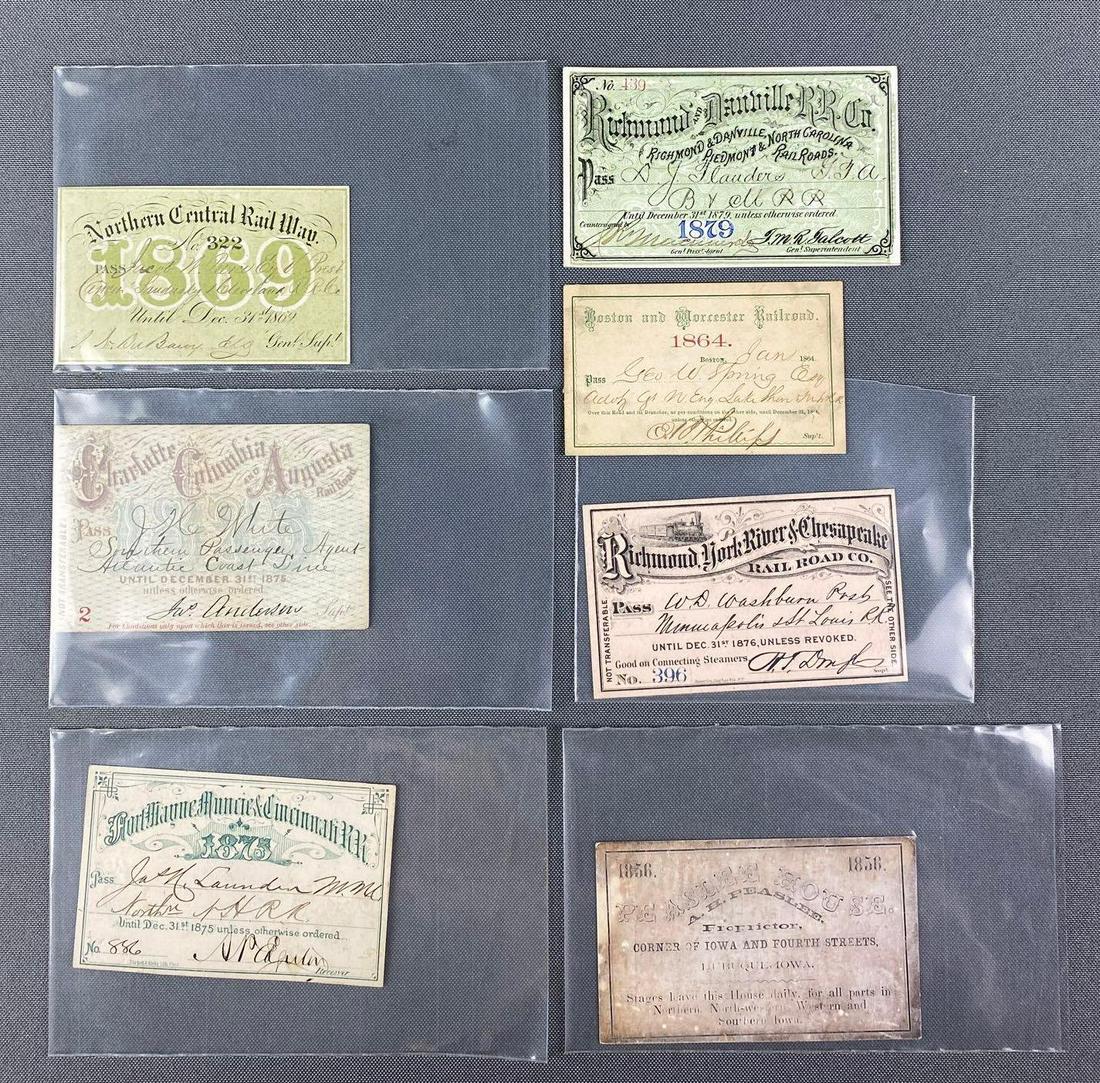 Group of 7 Assorted Railroad Passes (1 of 3)