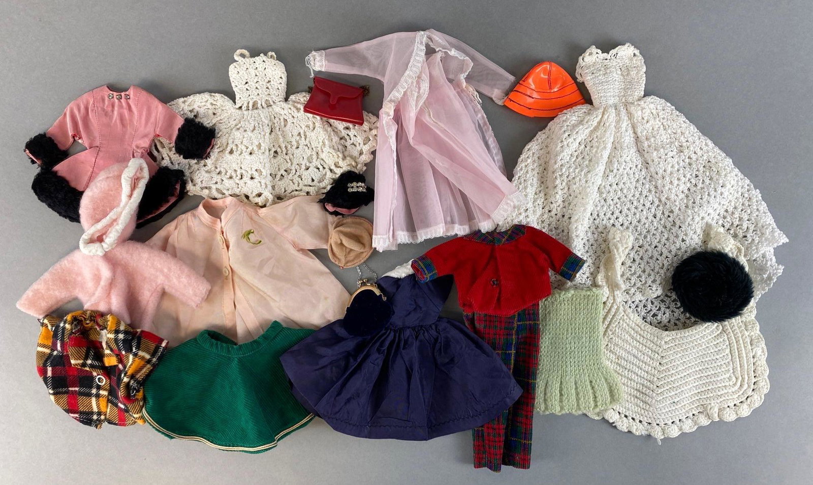 Group of Assorted Mattel Barbie Fashion Accessories and More: For 11in dolls, includes some vintage, some modern, and some homemade outfits.