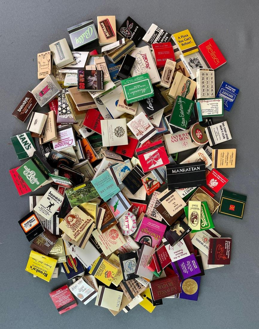 Large Group of Advertising Matchbooks: restaurant and hotels from around the country from mostly the 70s and 80s. largest measures 2 x 3 inches