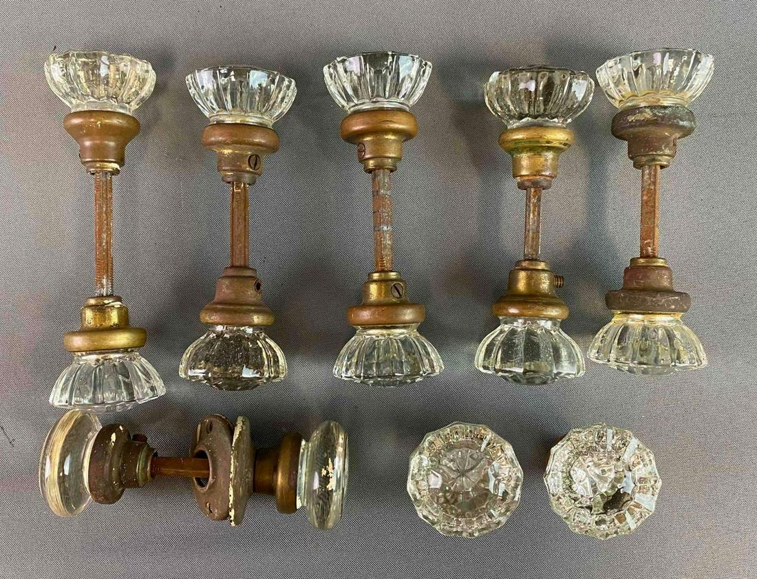 Group of 7 Glass Door knobs: knobs are glass, good condition