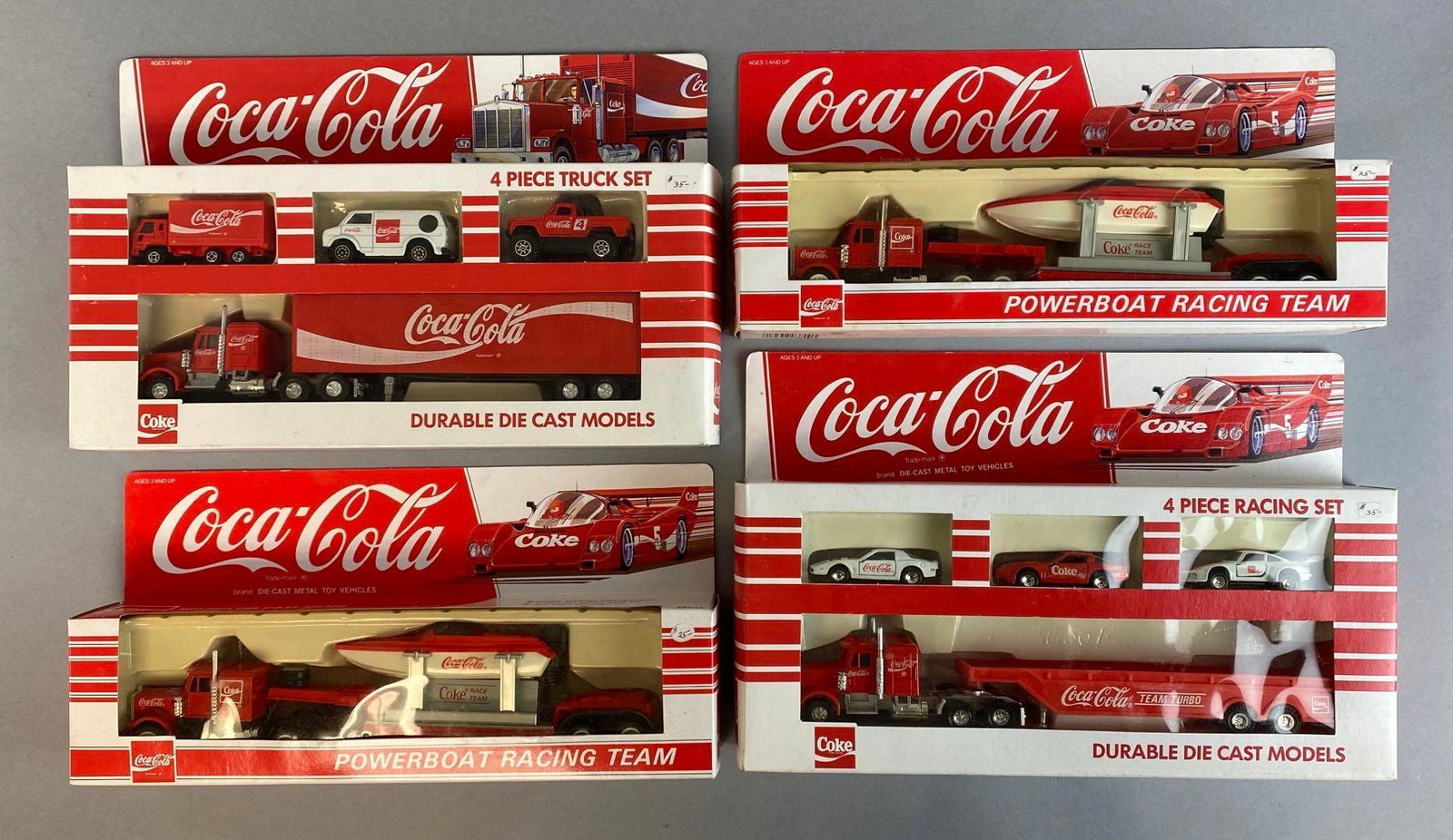 Group Of 4 Hartoy Coca Cola Die Cast Vehicle Sets