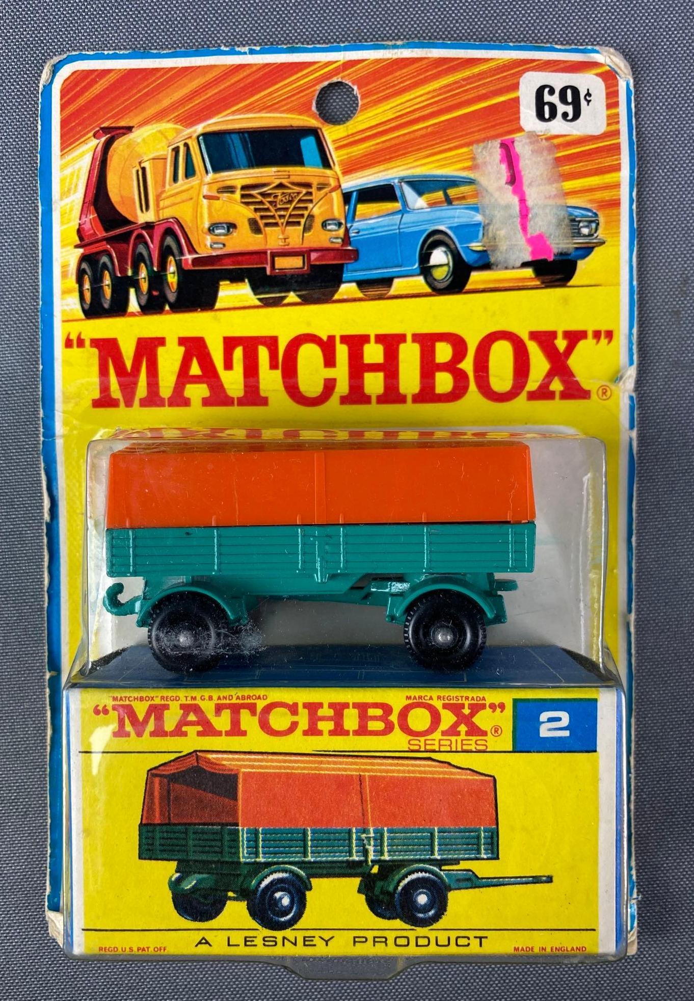 Matchbox No. 2 Mercedes Trailer: A Lesney Product, new in original packaging. Die-cast