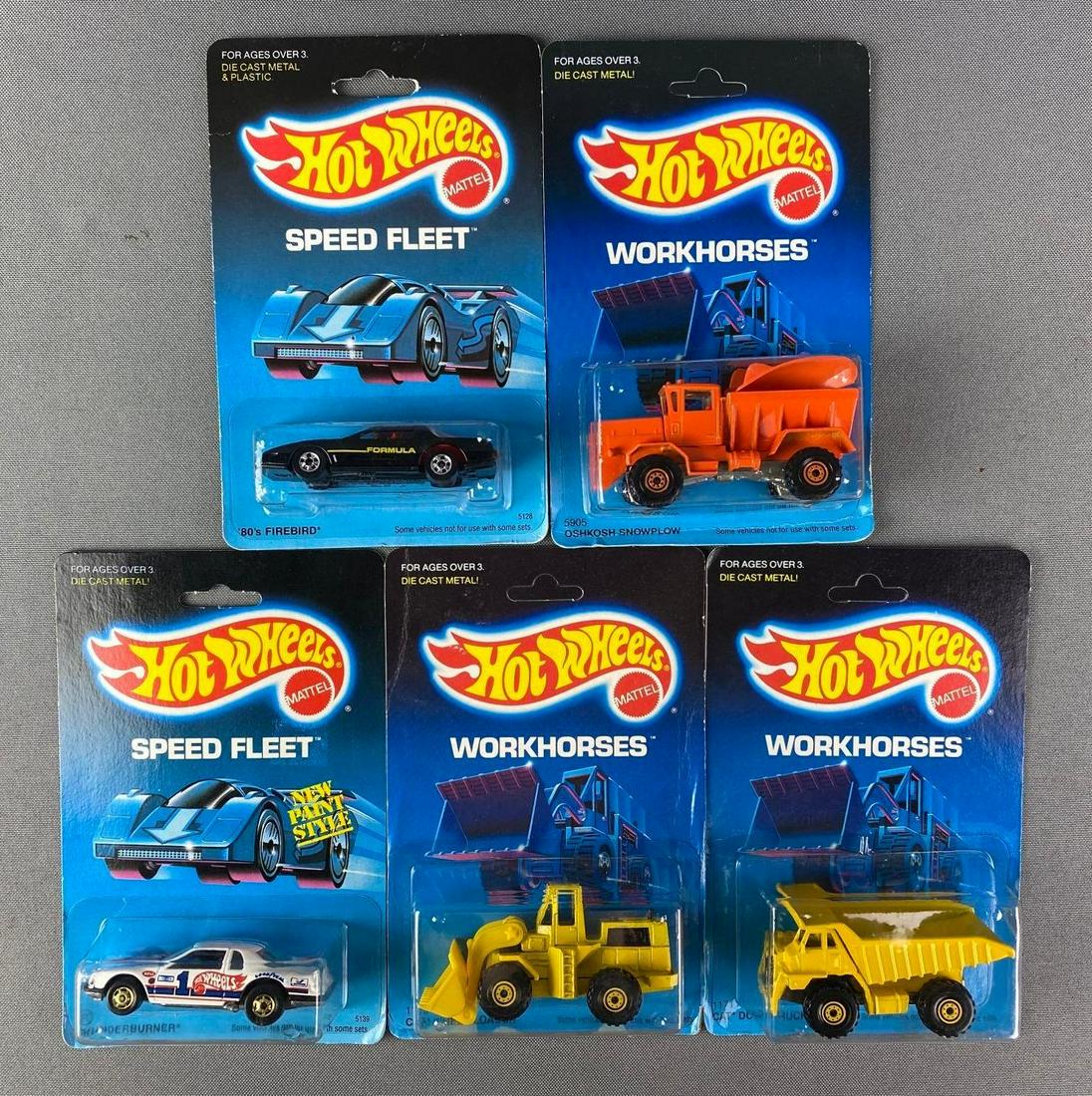 Group of 5 Hot Wheels Speed Fleet and Work Horses Die-Cast Vehicles (1 of 2)