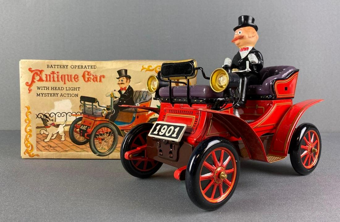 Tin Litho Antique Car with Head Light Mystery Action (1 of 6)
