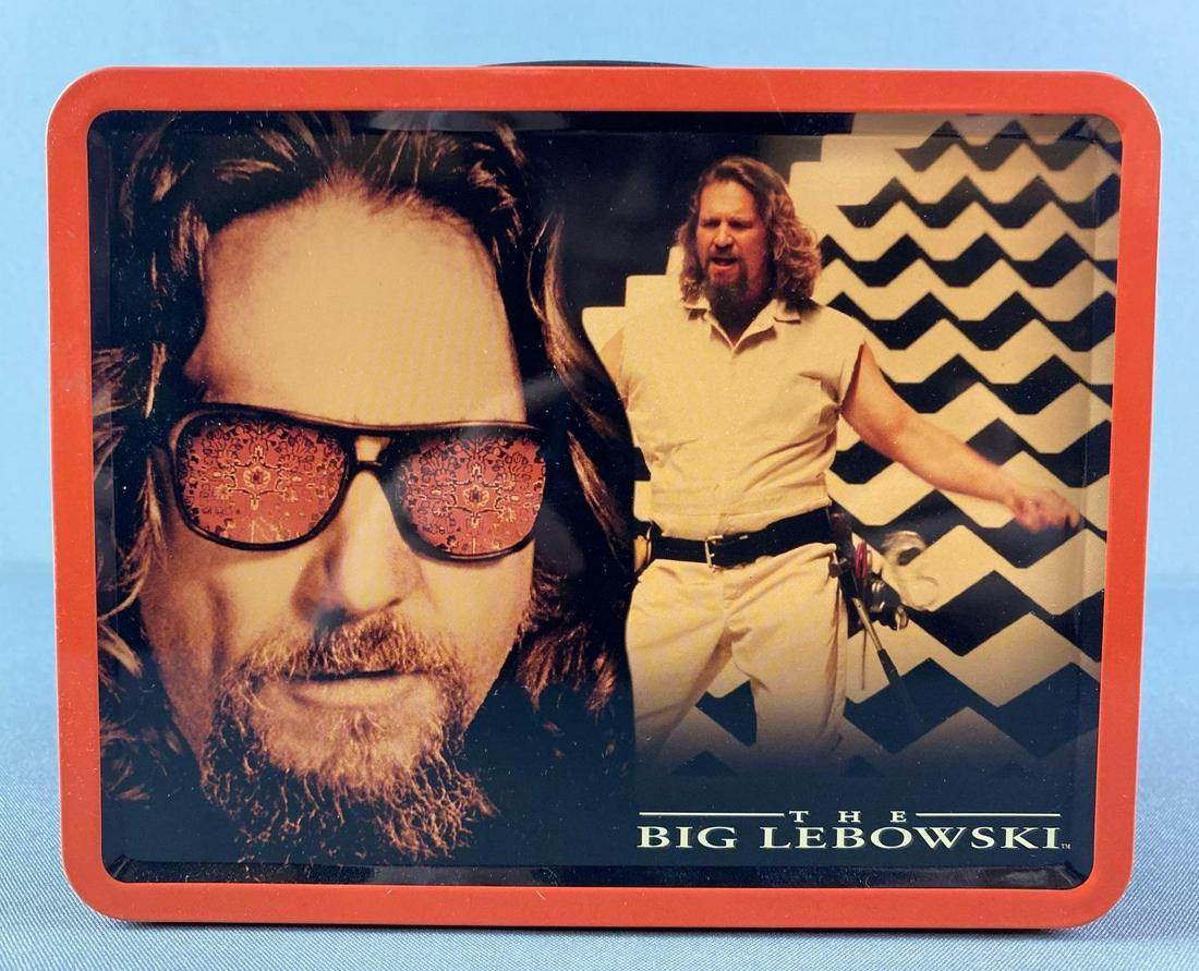 The Big Lebowski Tin Lunchbox: 7 x 8 1/2 x 4 inches.