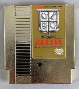 Nintendo NES Legend of Zelda Game Cartridge: 1985. Measures 5 1/2 x 4 3/4 x 3/4in.