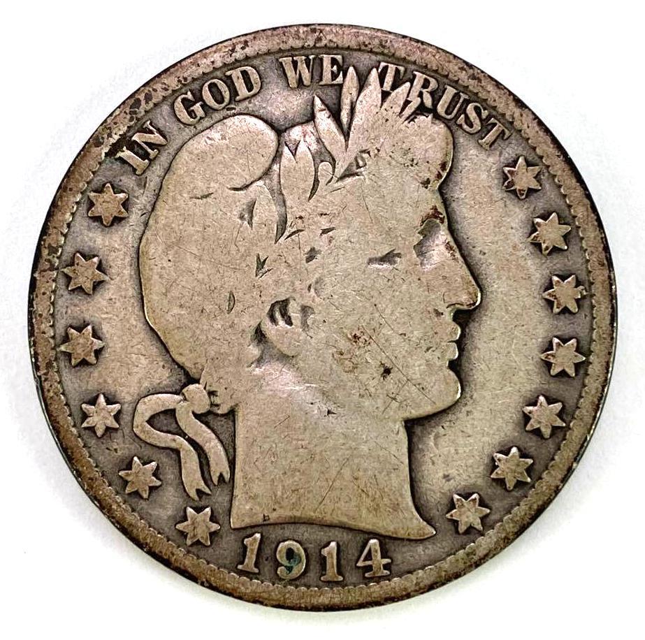 1914 S Barber Silver Half Dollar (1 of 2)