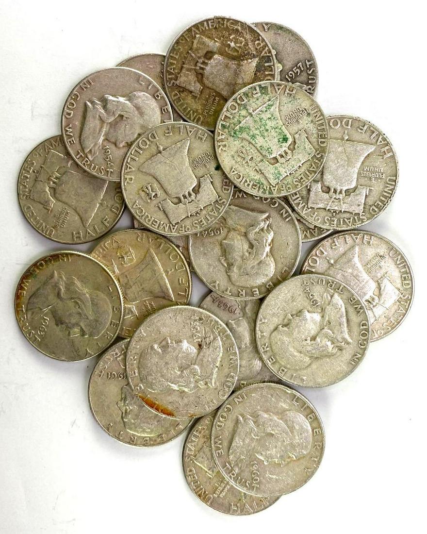 Group of (20) Franklin Silver Half Dollars (1 of 1)