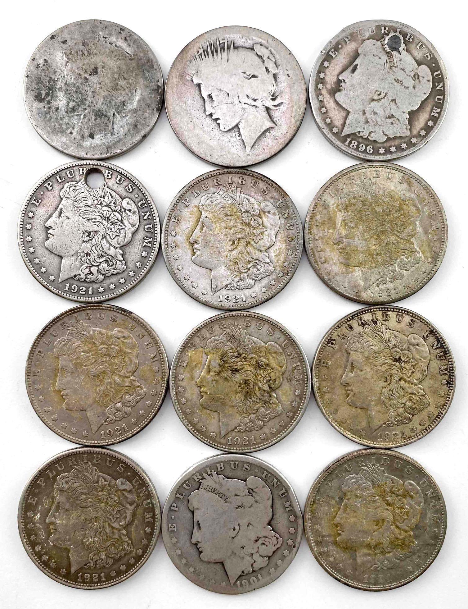 Group of (12) Peace and Morgan Silver Dollars (1 of 2)