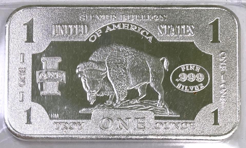 1 oz .999 Fine Silver Buffalo Art Bar Sealed: Beautiful art bars are individually sealed.