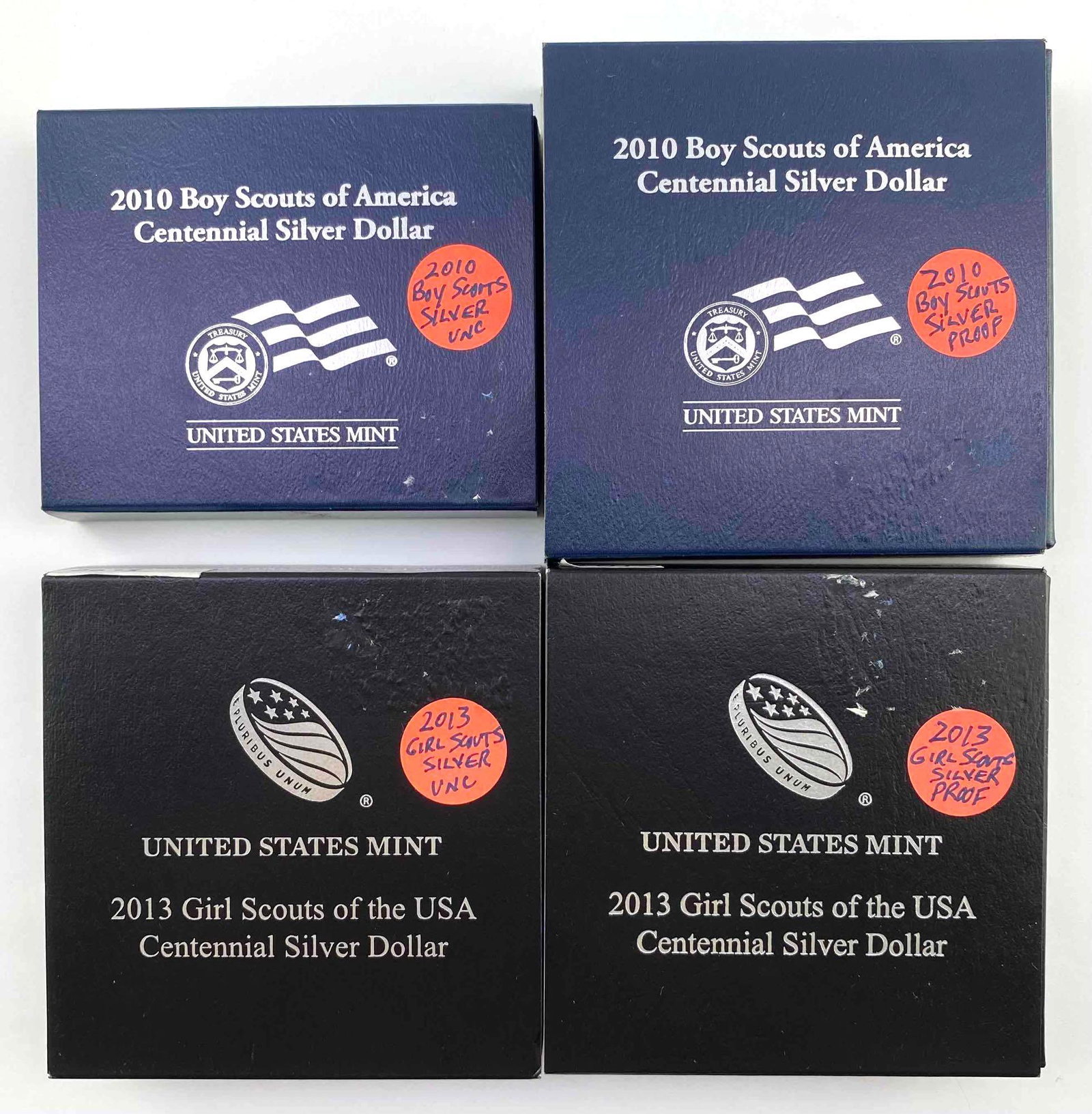 Group of (4) US Mint Scouts Centennial Commemorative Silver Dollars (1 of 3)
