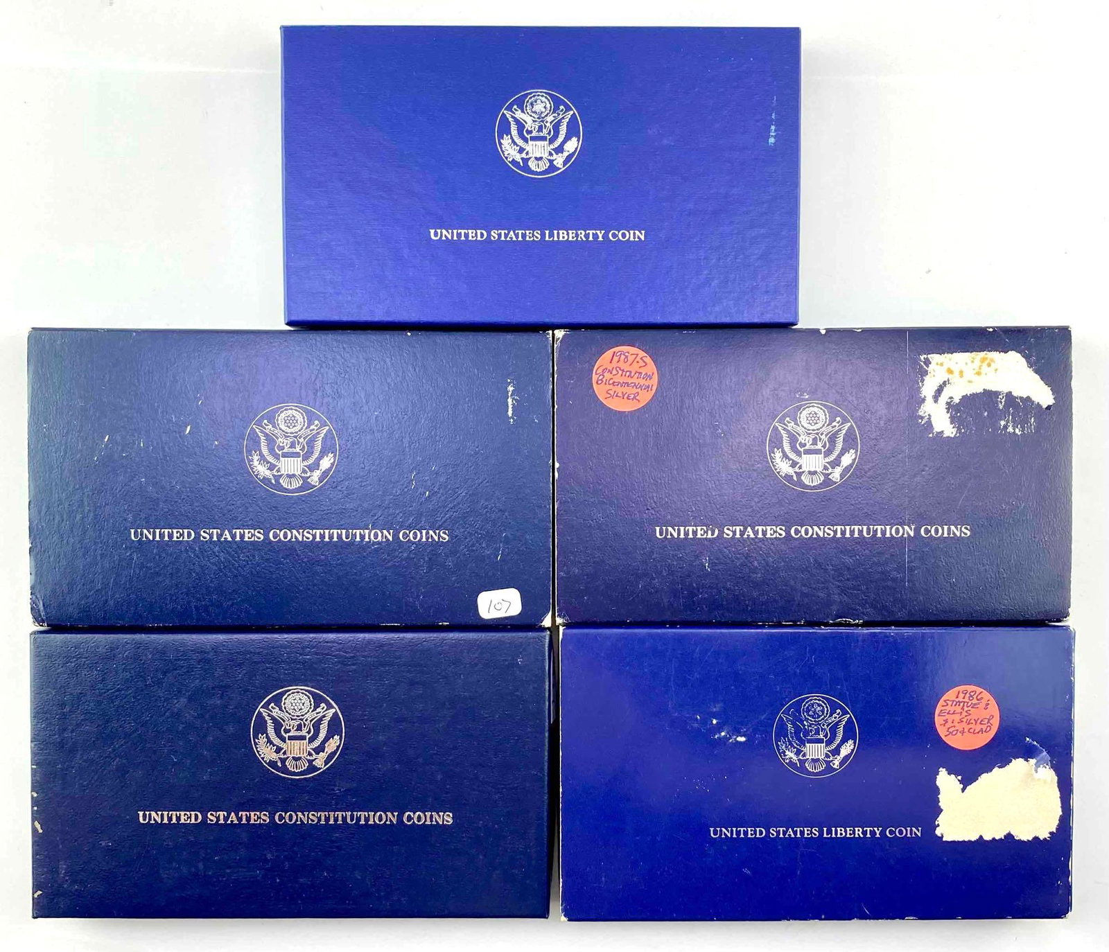 Group of (5) US Mint Liberty and Constitution Commemorative Silver Dollar Half Dollar Sets (1 of 3)