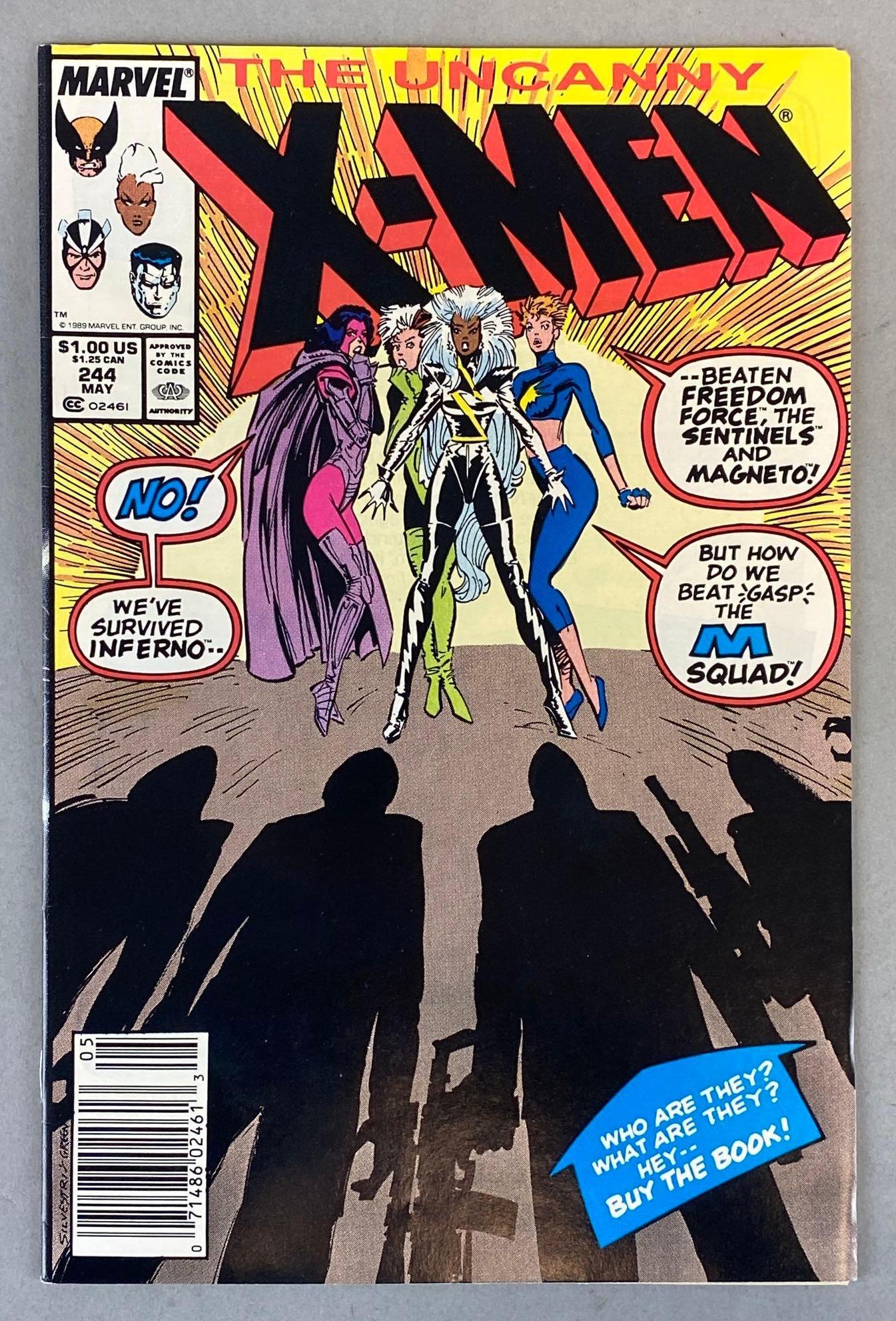 Marvel Comics The Uncanny X-Men No. 244: 1st appearance of Jubilee. May 1989, Modern Age. $1.00, bagged and boarded.