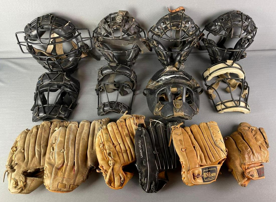 Large Group of Assorted Baseball Gloves and Catchers Masks (1 of 4)