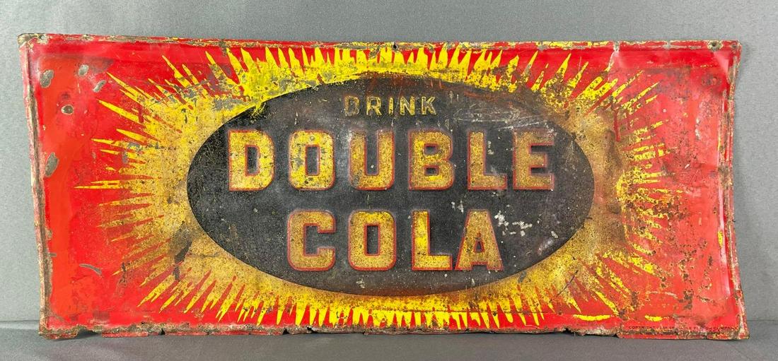 Antique Double Cola Tin Advertising Sign (1 of 3)