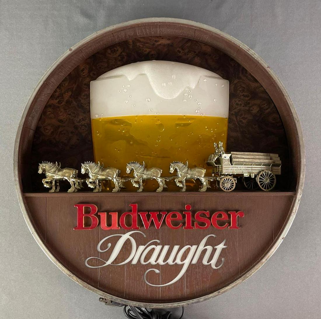 Budweiser Beer Barrel Light Up Advertising Sign (1 of 3)