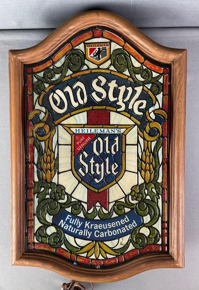Vintage Old Style Beer Light Up Stained Glass Style Advertising Sign (1 of 4)