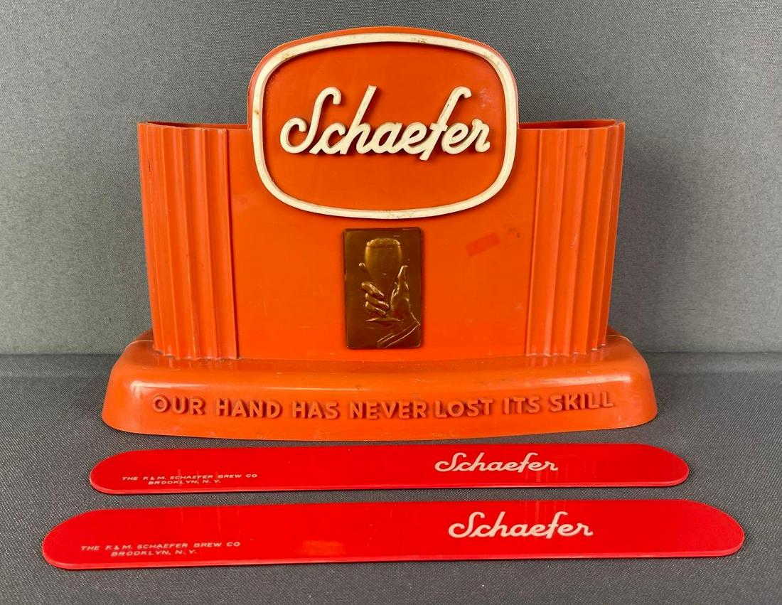 Vintage Schaefer Beer Advertising Bar Organizer With Foam Scrapers (1 of 2)