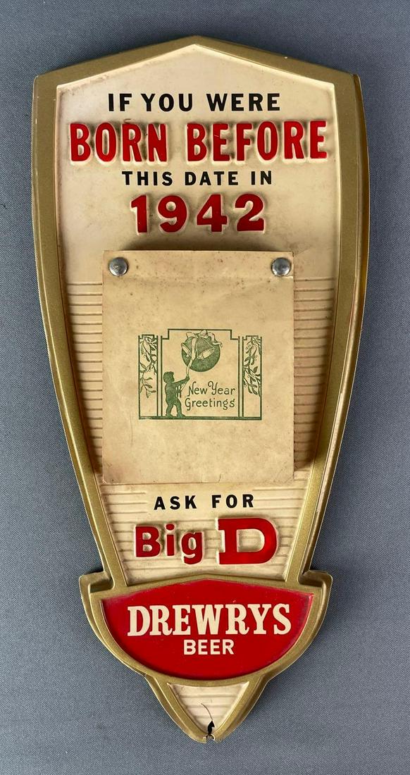 Vintage Drewrys Beer Full Calendar Advertising Sign (1 of 3)