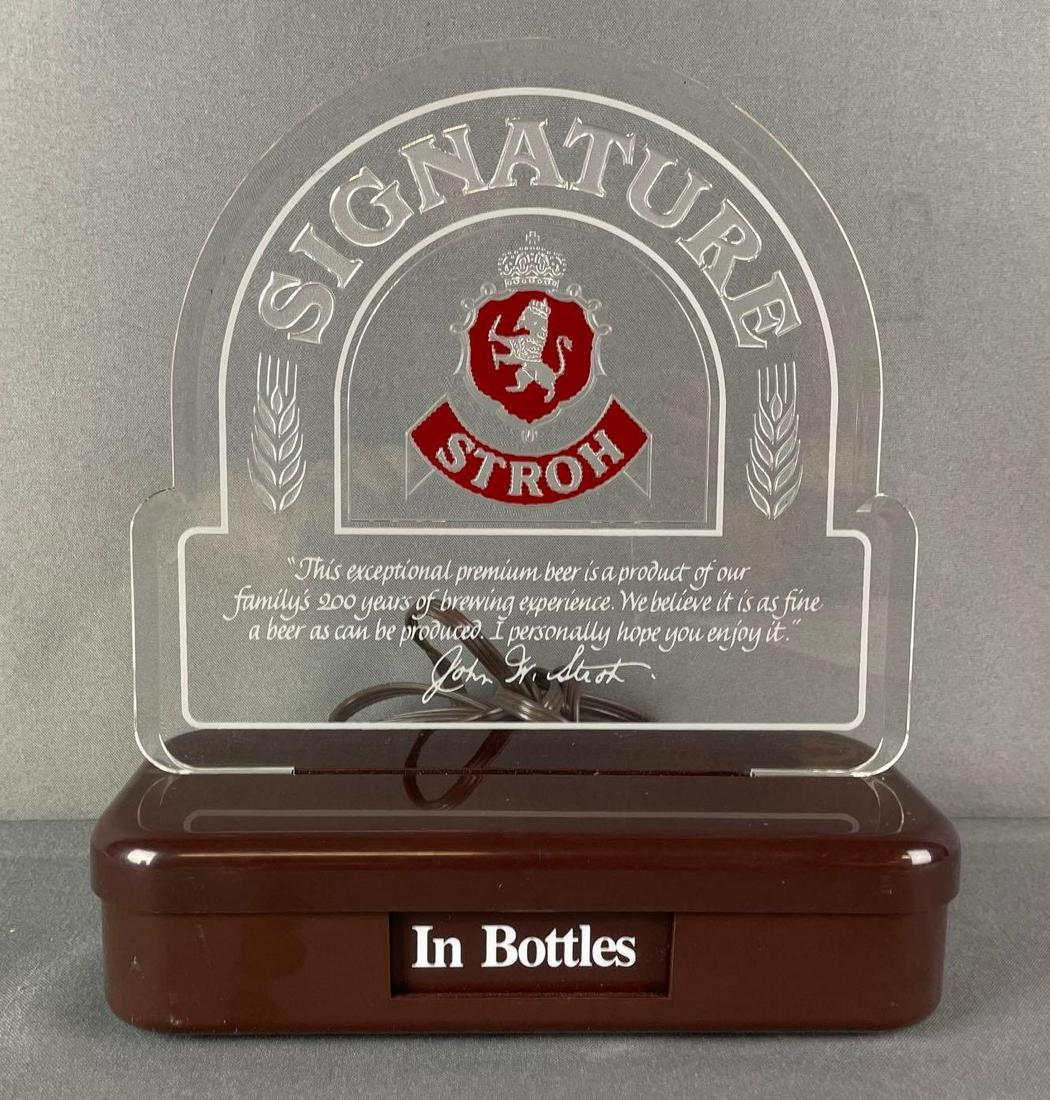 Strohs Signature Beer Light Up Back Bar Advertising Sign (1 of 3)