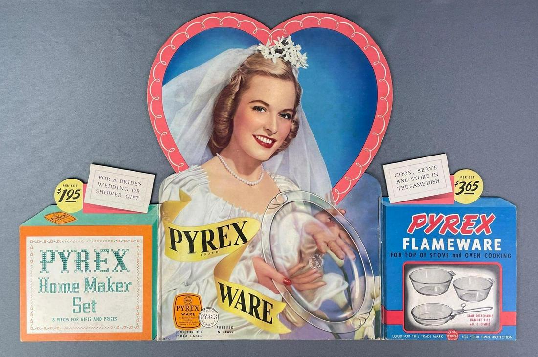 Vintage Pyrex Folding Stand Advertising Cardboard Display Sign (1 of 3)