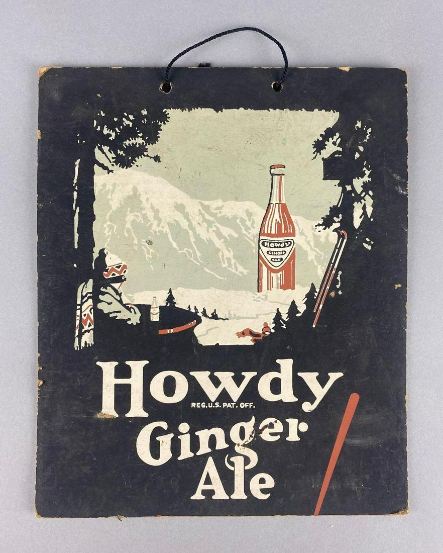 Vintage Howdy Ginger Ale Advertising Cardboard Beer Sign (1 of 2)