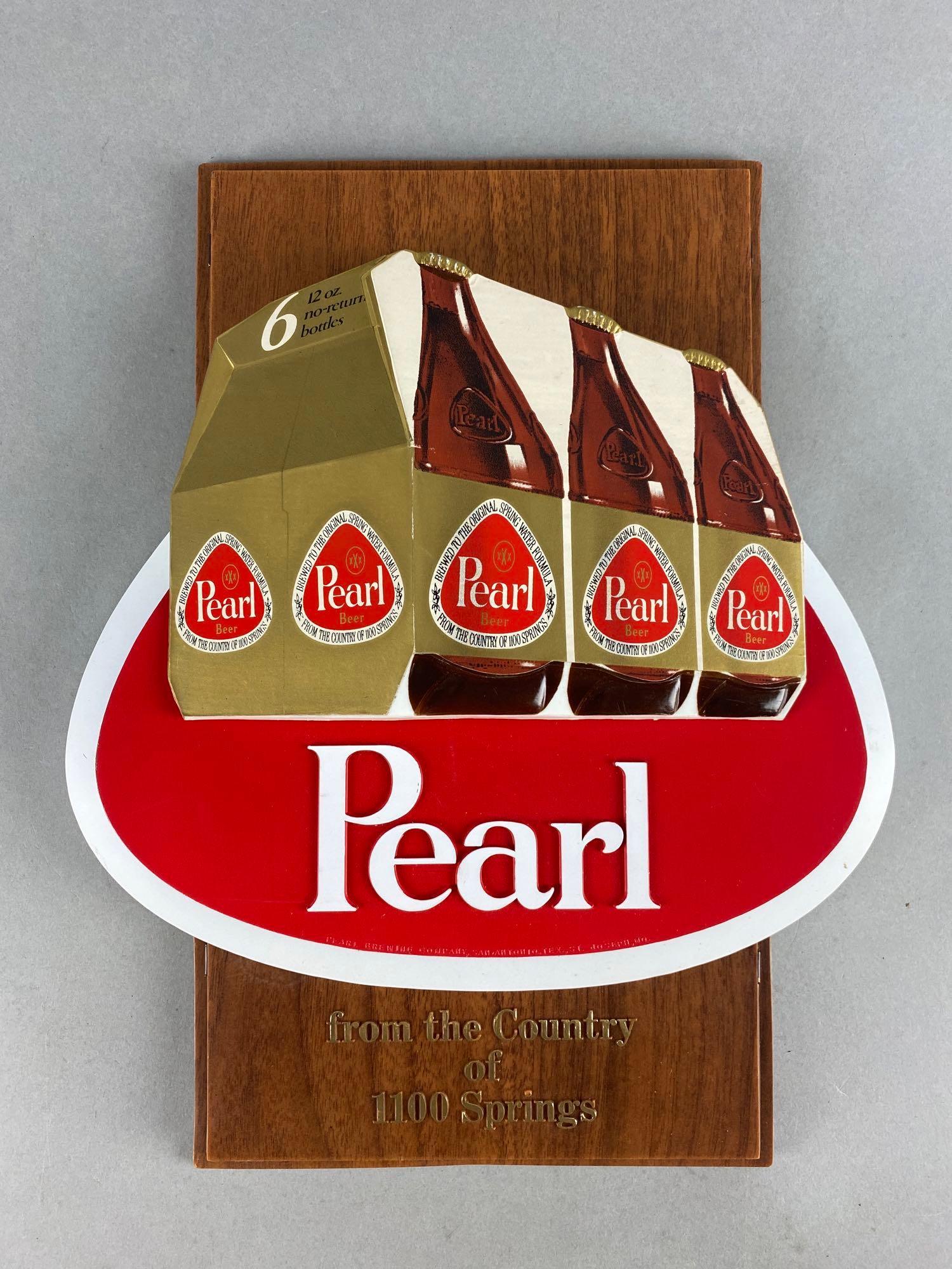 Vintage Pearl Beer Advertising Plaque Sign (1 of 2)