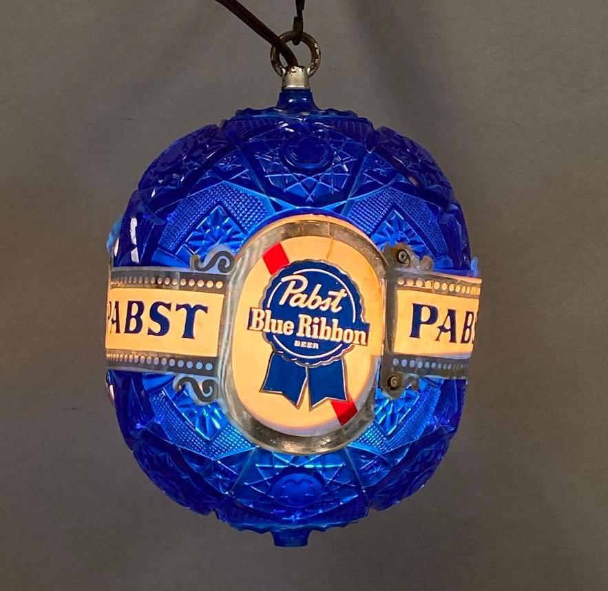 Pabst Blue Ribbon Light Up Hanging Advertising Beer Lamp (1 of 5)