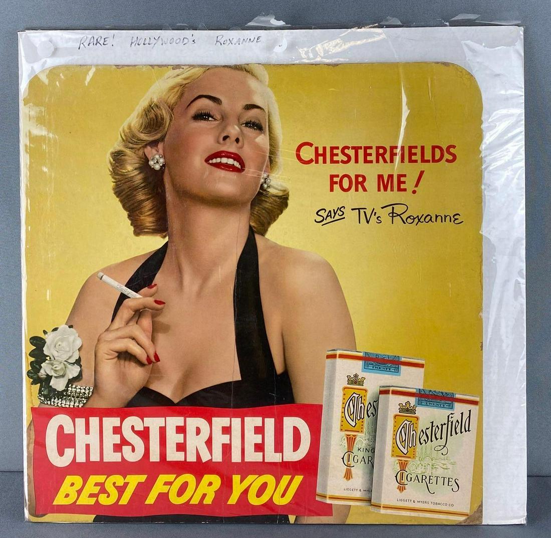 Vintage Chesterfields Cigarettes Cardboard Advertising Sign (1 of 4)