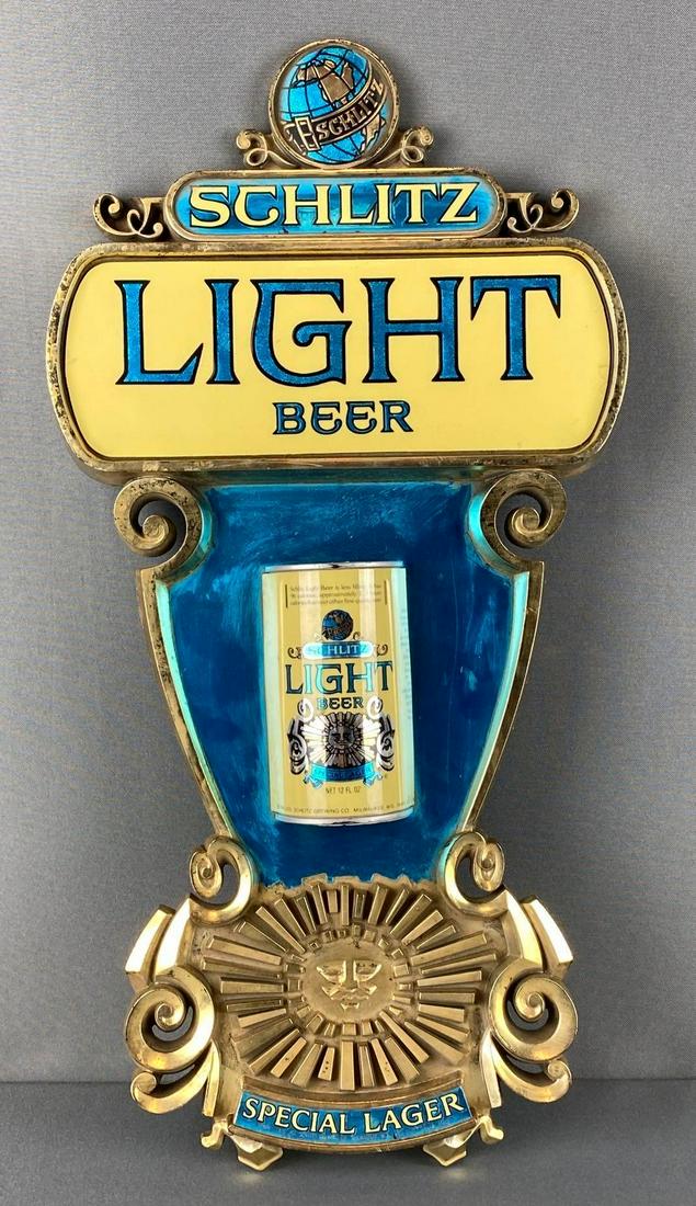 Schlitz Light Beer Advertising Sign: measures 21 X 11 X 1 1/2 inches