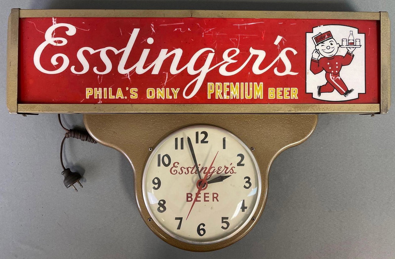 Vintage Esslinger Beer Light Up Advertising Clock (1 of 3)