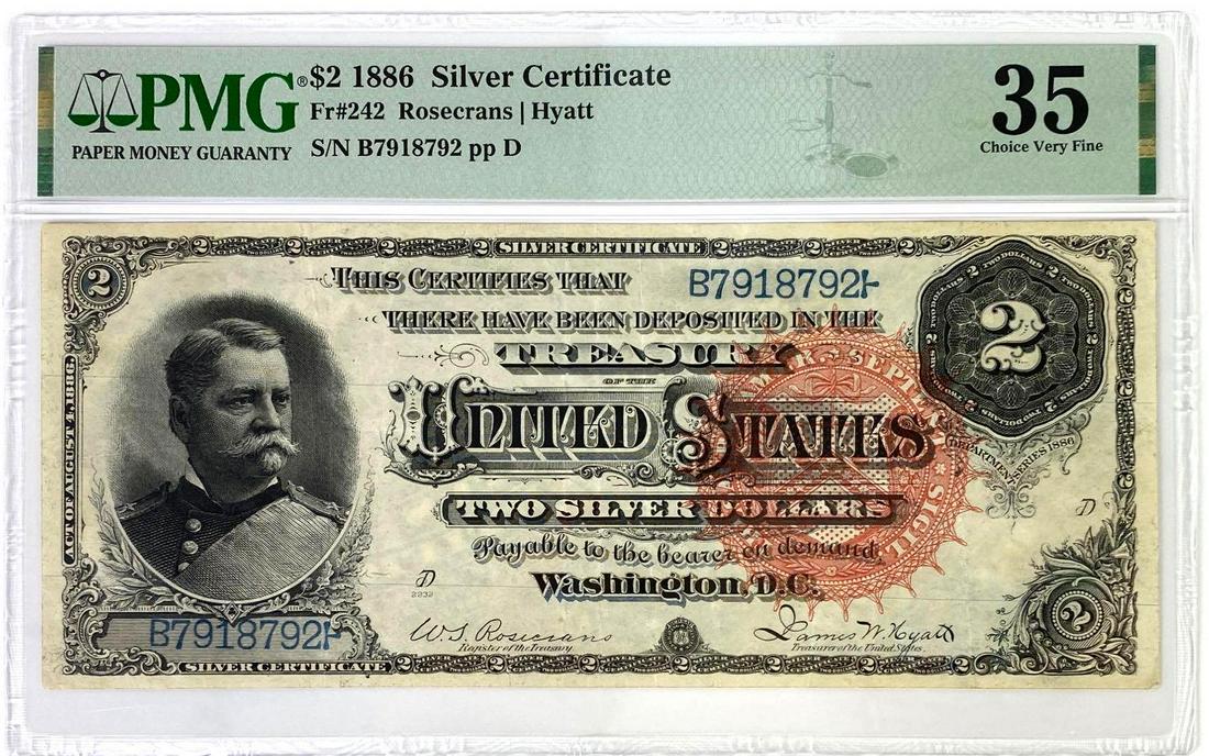 1886 $2 Silver Certificate (PMG) 35 CVF (1 of 6)