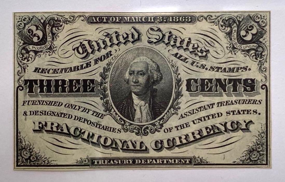 1864 3 Cents Third Issue Fractional Currency Dark FR1227 (1 of 2)