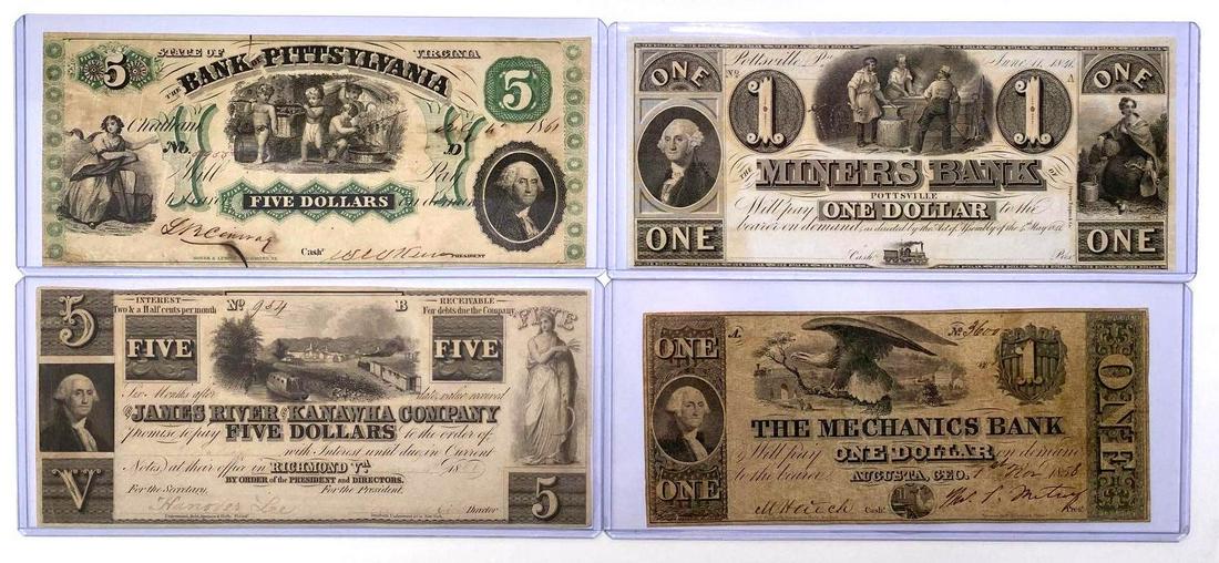 Group of 4 Obsolete Bank Notes (1 of 2)