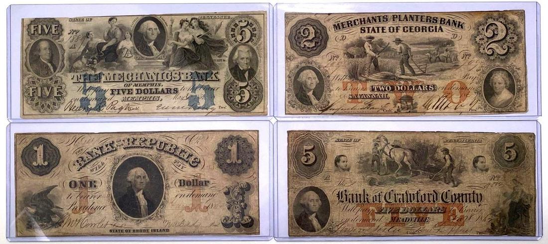 Group of 4 Obsolete Bank Notes (1 of 2)