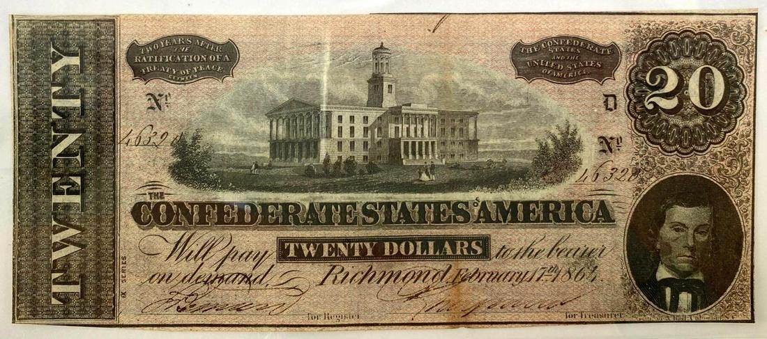 Confederate States of America $20 Note: Confederate States of America $20 Note
