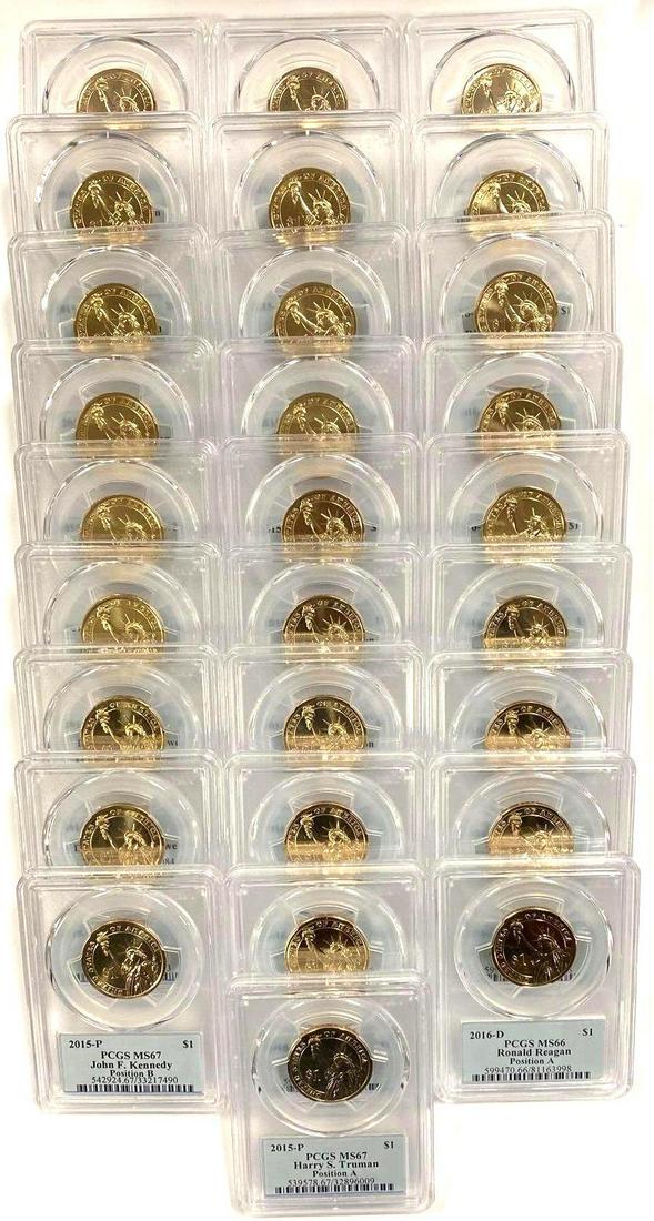 Group of 28 US MINT Presidential Dollars 2014-2015 PCGS MS66-67: Group of 28 US MINT Presidential Dollars 2014-2015 PCGS MS66-67