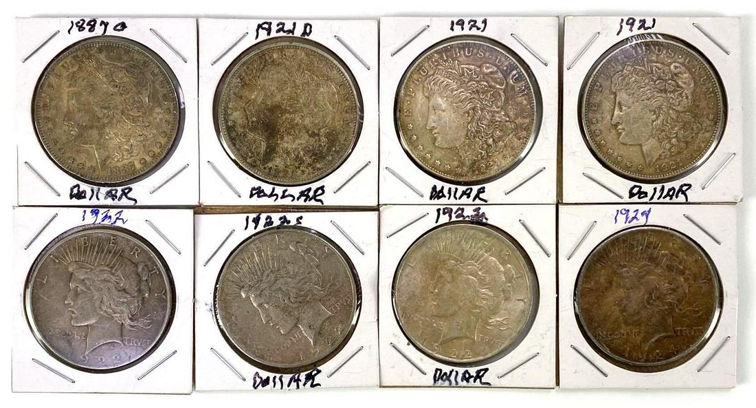 Group of (8) Peace and Morgan Silver Dollars (1 of 2)