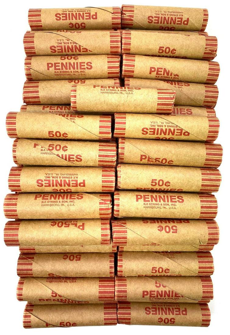 Group of (61) Rolls of Lincoln Wheat Cents (1 of 3)