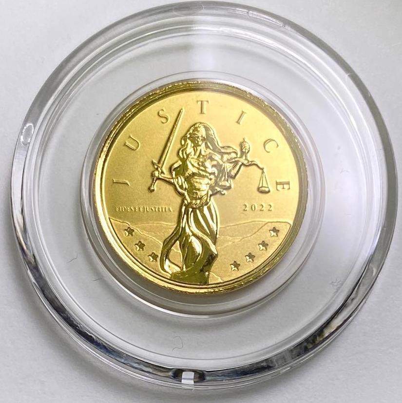 2022 Gibraltar Lady Justice 1/10thoz. .9999 Fine Gold (1 of 2)
