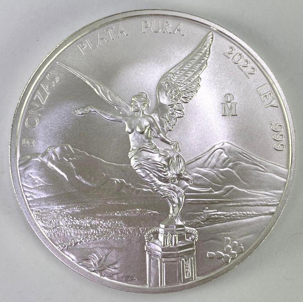 RARE 5 ounce 2022  Mexico Libertad 5oz. .999 Fine Silver Round (1 of 2)