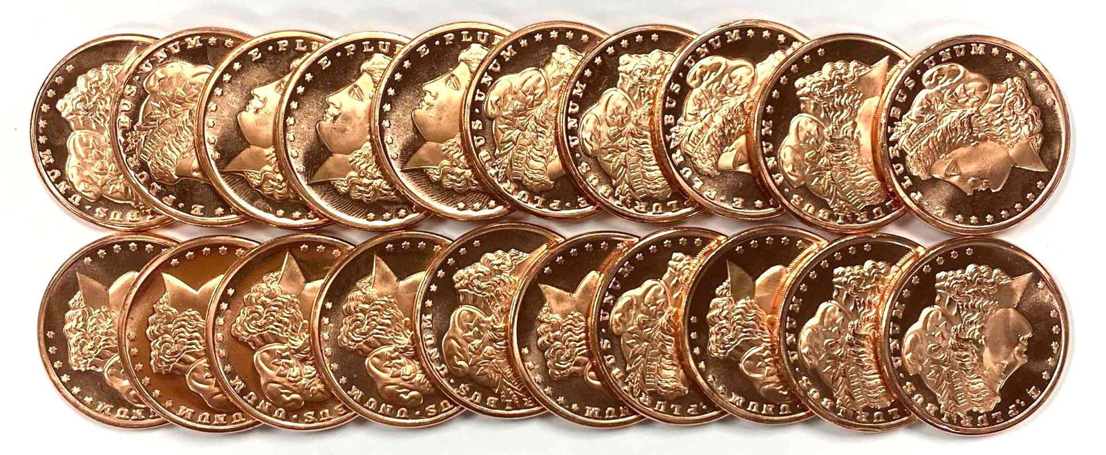 Roll of 20 1 oz Copper Morgan Dollar Rounds (1 of 3)