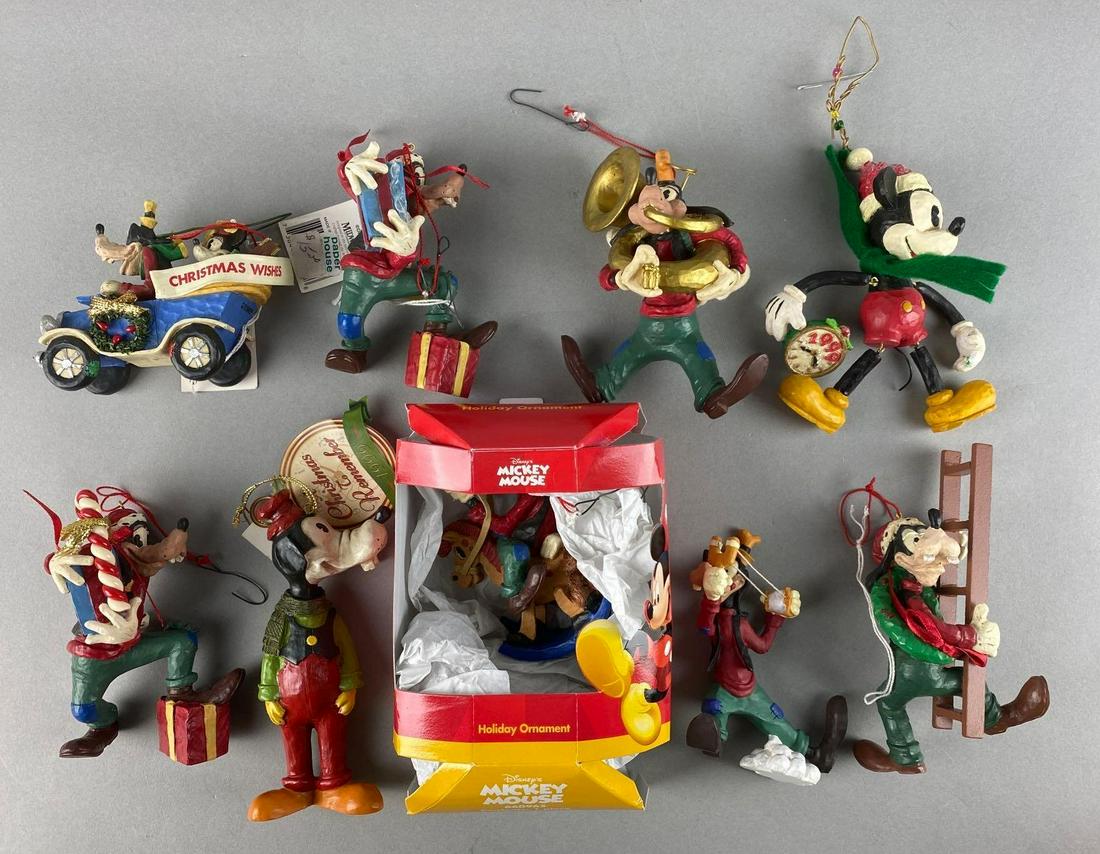 Group of 9 Assorted Disney Christmas Ornaments: largest measures 5 1/4 X 2 X 1 1/4 inches