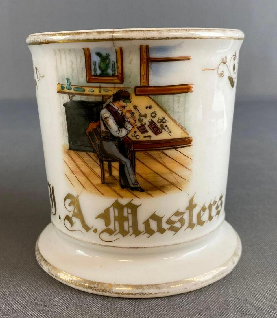 Antique Jeweler Occupational Shaving Mug: J.A. Masters, Measures 3 1/2 x 4 1/2 x 3 3/4,