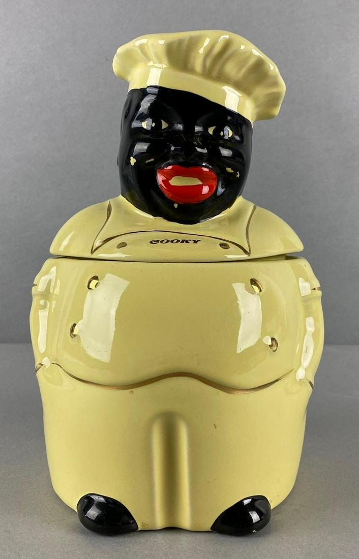 Black Americana Chef Ceramic Cookie Jar: Pearl China Co. 10 1/2 x 6 1/2 inches