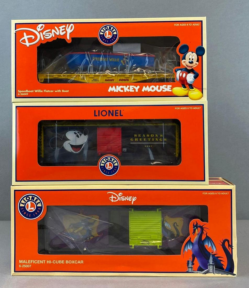 Group Of 3 Lionel Disney O Scale Train Cars