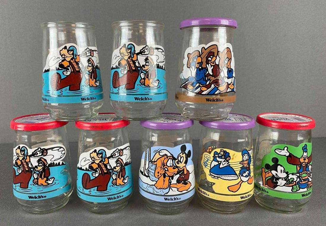 Group of 8 Assorted Disney Welchs Jars: Includes Mickey, goofy and more