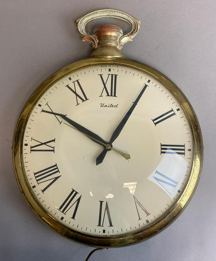 United Pocket Watch Brass Wall Hanging Clock (1 of 2)