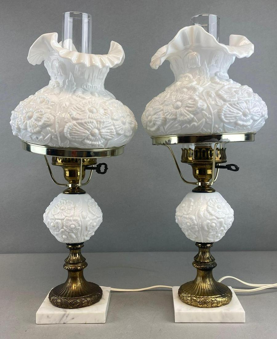 Pair of Fenton Parlor Gone with the Wind Style Lamps (1 of 5)